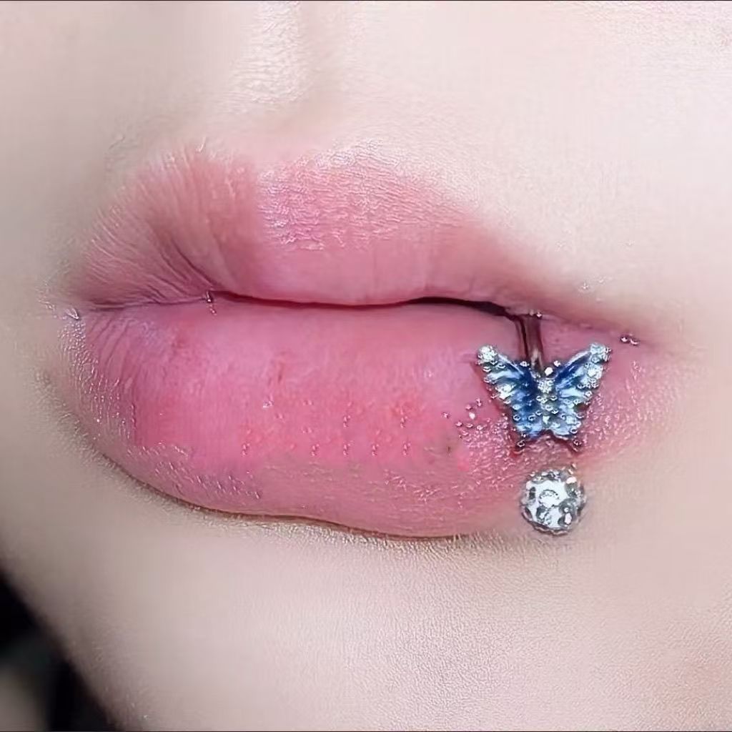 Bola de barro mariposa azul cepillado plateado