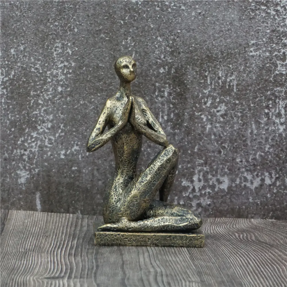 Namaste Yoga Lady Statue Zen Style Harz Meditation Nackte Mädchen Figur Moderne abstrakte Bronze Skulptur