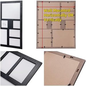 相框4x6 8x10和4x4照片-大尺寸9开口黑色相框墙壁装饰，用于垂直安装墙壁 - Product Image 6