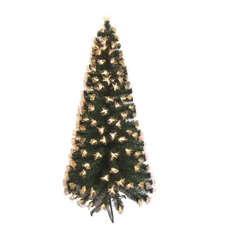 Árbol decorativo de Navidad de hoja mixta de lujo, luces LED blancas cálidas, árbol decorativo de Navidad para exteriores