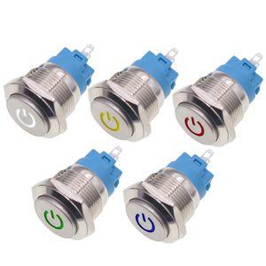 Interruttore a pulsante in metallo con testa alta da 19MM con luce ad anello e logo di alimentazione, interruttore di alimentazione auto-Reset/autobloccante impermeabile per <span class=keywords><strong>PCB</strong></span>