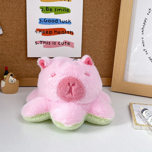 น่ารัก capybara keytag ตุ๊กตาน่ารักสร้างสรรค์พลิก <span class=keywords><strong>Le</strong></span> capibala กระเป๋าตุ๊กตาจี้ใบหน้าเปลี่ยนตุ๊กตาสัตว์ยัดไส้ของเล่นน้ำ porpoise KEYFOB