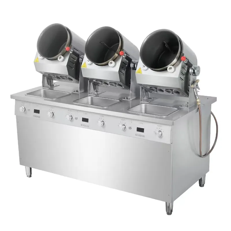 Grote Brand Koffieboon Koekenpan Gas Roerbak Machine Auto Cook Machine Robot Draaien Gebakken Rijstkoker Automatische Wok Voor restaurant