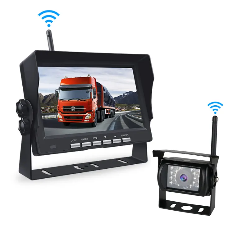 7インチモニターカーパーキングシステム2.4Gワイヤレストラックバックビューカメラバストラック用ワイヤレスバックアップカメラ