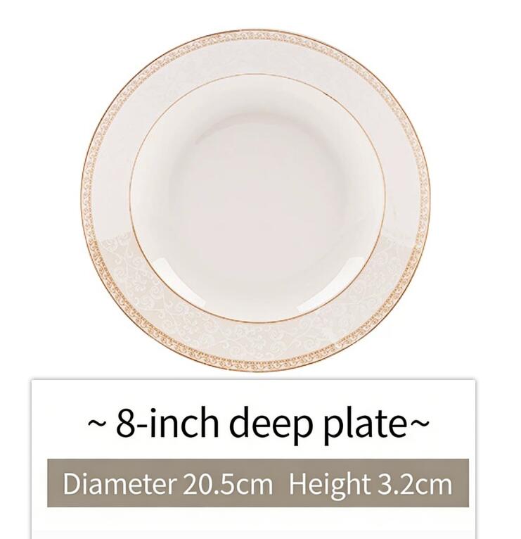 Assiette creuse dorée de 8 pouces