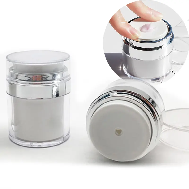 15g 30g 50g crema cosmetica acrilica argento lattine riutilizzabili bottiglia per vuoto pressa stile vaso fiale contenitore Airless