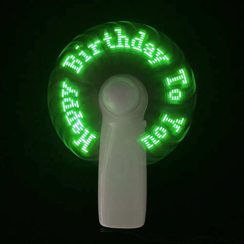 Programmable Mini Advertising Promotional Led Light Up Custom Message Handheld Fan With Led Message