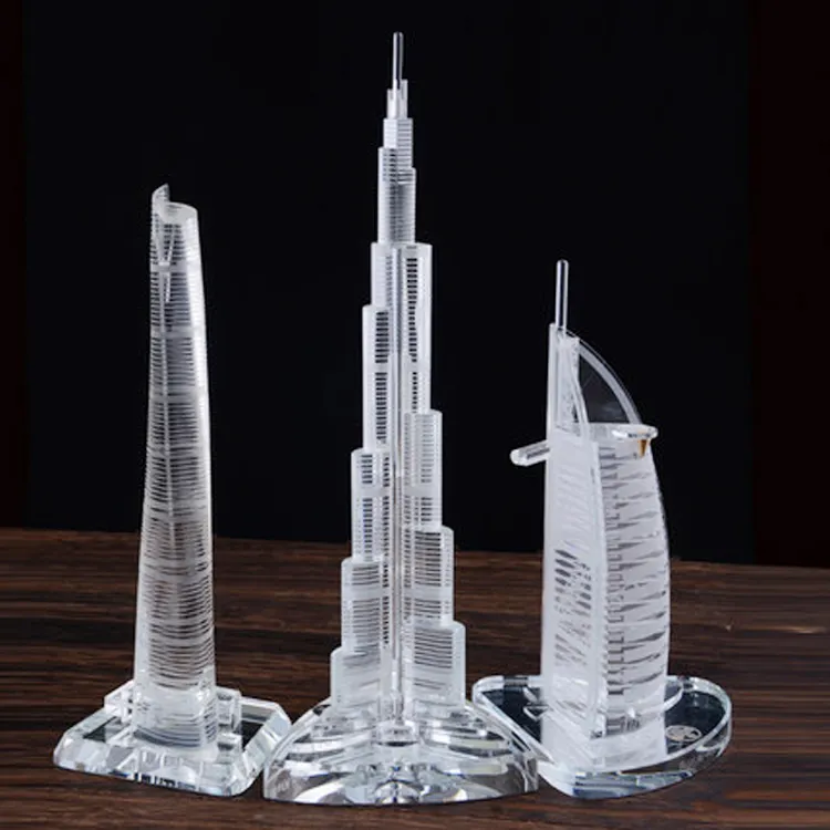 Nuovo modello di edificio in cristallo 3d personalizzato con logo e formulazione gratuiti per regali di souvenir aziendali
