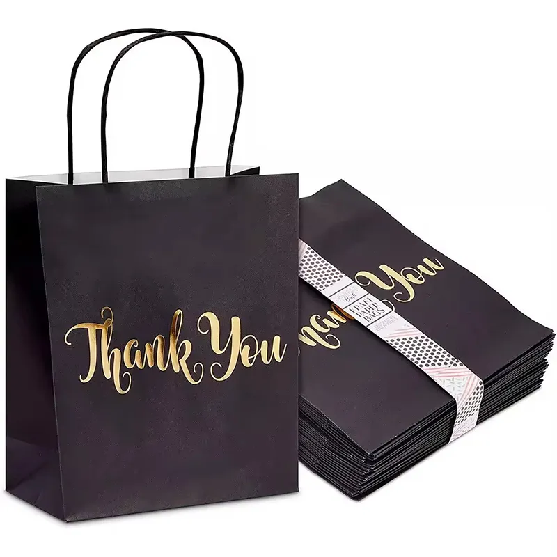 공장 감사 종이 봉투 도매 크래프트 종이 가방 플랫 바닥 쇼핑 선물 종이 가방 커스텀 로고 포함