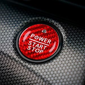Carbon Fiber Car Engine <strong>Start</strong> Stop <strong>Button</strong> Cover Center Console <strong>Push</strong>-<strong>Button</strong> Sticker Interior Trim for Mustang Mach-E 2021 2022 - Product Image 3