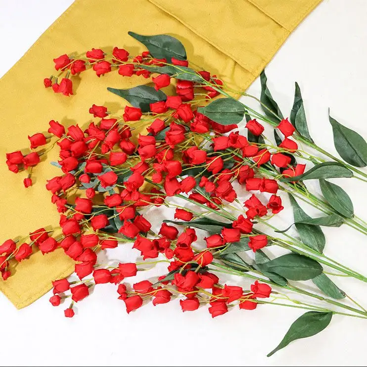 Fabbricazione della cina appesa di seta rossa campana artificiale orchidea fiore per la decorazione di nozze