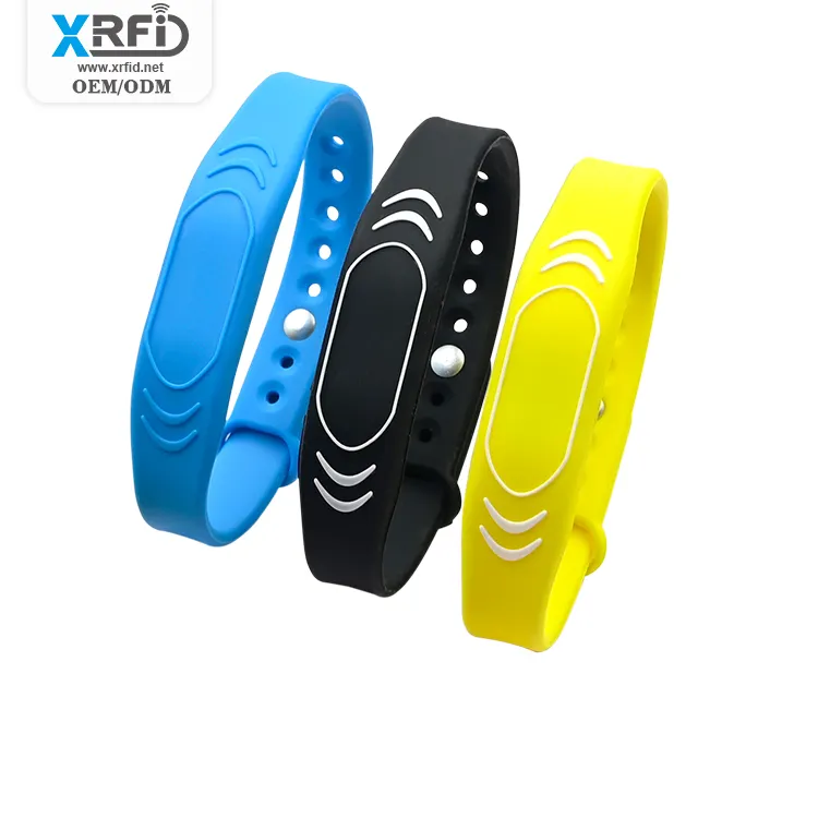 Pulsera RFID de silicona de 13,56 MHz, pulsera RFID NFC, pulsera grabable