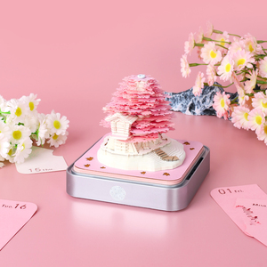 Factory Hot Selling <strong>Custom</strong> Design 3D <strong>Note</strong> Pad <strong>Block</strong> 3D <strong>Memo</strong> Pad Pink Cherry Blossom Sakura Tree <strong>Notes</strong> <strong>Cube</strong> 3D Art Paper Calendar - Product Image 5
