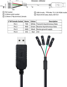 สายแปลง USB to TTL UART ที่สะดวก Ch340ชิปหัวต่อซ็อกเก็ตตัวเมียอะแดปเตอร์แบบอนุกรม - Product Image 3