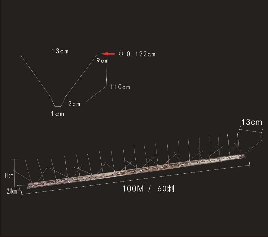 Base in acciaio inossidabile da 100 cm + 30 set per un totale di 60 punte