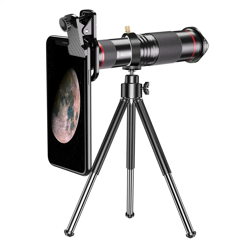 Teleobiettivo monoculare 48X telescopio cellulare Zoom fotocamera Kit con supporto treppiede