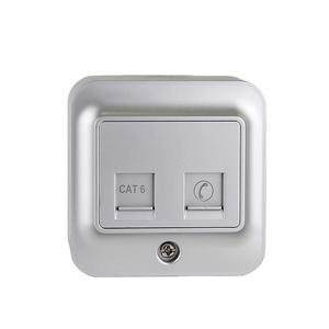 Eu כפול ביתי סטנדרטי 2 כנופיה rj45 cat6 שטח נתונים רכוב שקע קיר שקע חשמל