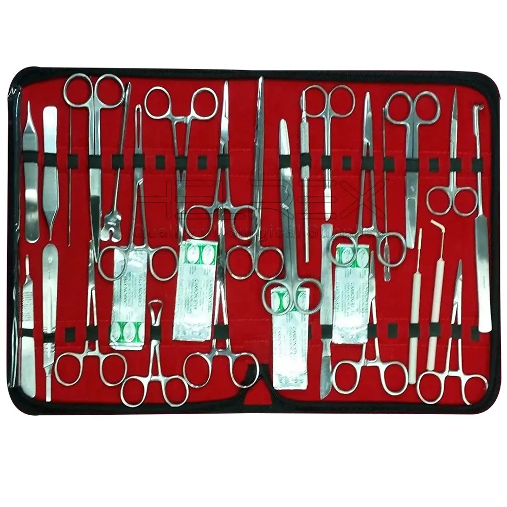 Helrex-Conjunto de instrumentos quirúrgicos básicos de acero inoxidable, Kit de equipo de cirugía Abdominal, tijeras, FORCEP, 107 piezas