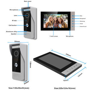 Moniteur d'interphone vidéo d'intérieur 7 pouces HD système d'interphone vidéo moniteur système d'entrée de porte - Product Image 3