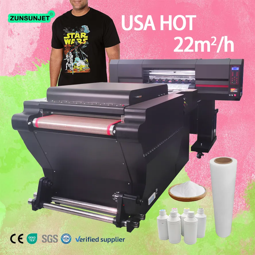 Maglietta automatica t-shirt i3200 stampante dtf impresora a 4 teste 24 pollici 60cm macchina da stampa per piccole imprese con agitatore di polvere