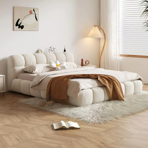 Высококачественная тканевая двуспальная кровать с современным простым дизайном, мягкий комфорт для главной спальни - Product Image 1