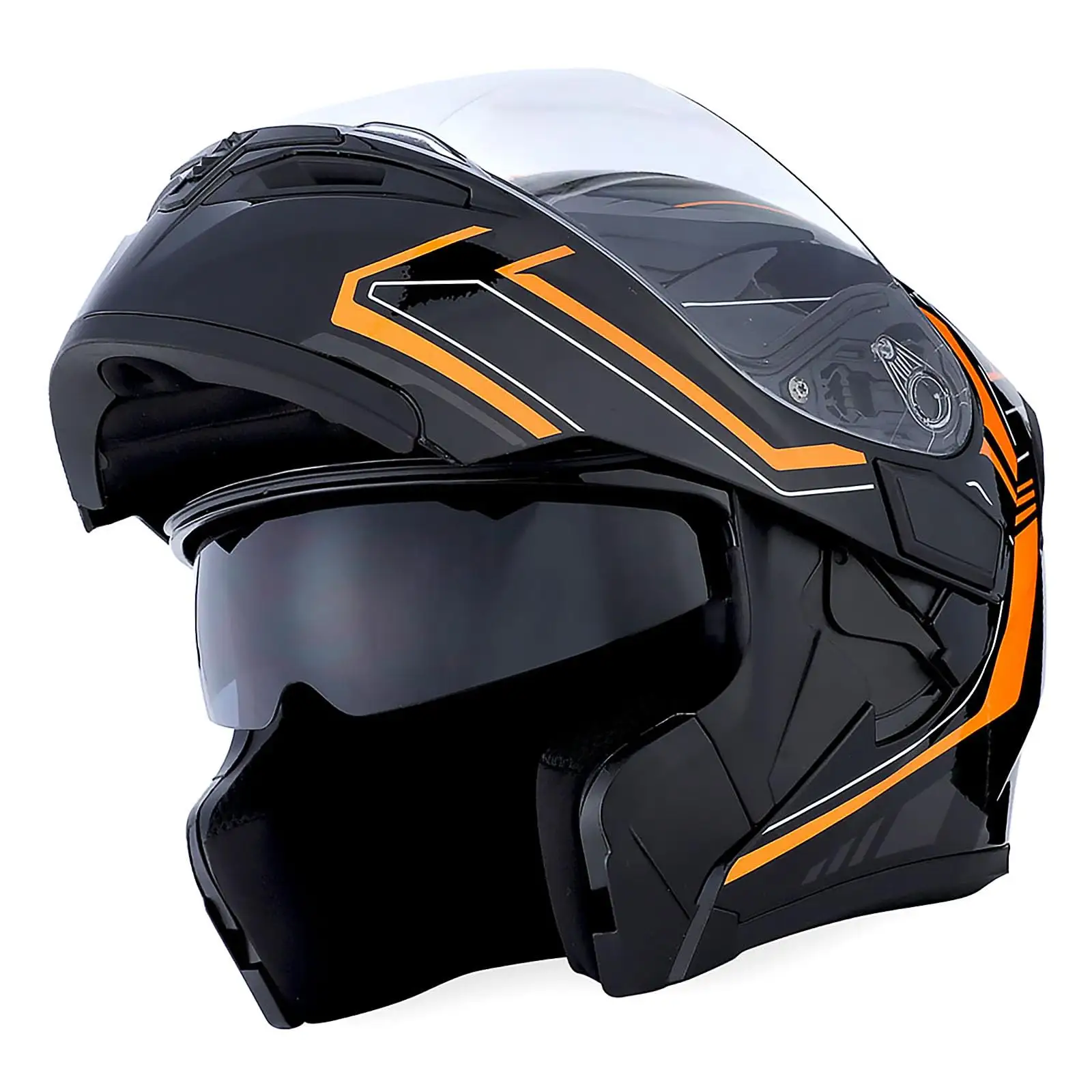 Capacete de rosto inteiro modular para motocicleta, viseira dupla flexível, protetor solar para modelos explosivos: HB89 preto fosco, tamanho XL