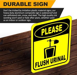 10*7 Custom High Quality Wasserdicht Bitte spülen Urinal Lustige Toilette Badezimmer Aluminium Composite Zeichen - Product Image 3