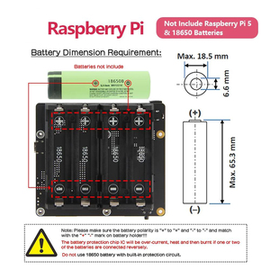 Placa de administración de energía y UPS X1202 con soporte de batería de 4 celdas 18650 para Raspberry Pi 5 - Product Image 5