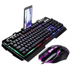 Juego de ratón de teclado con cable mecánico G700 ergonómico fresco con luces combo de ratón de teclado USB