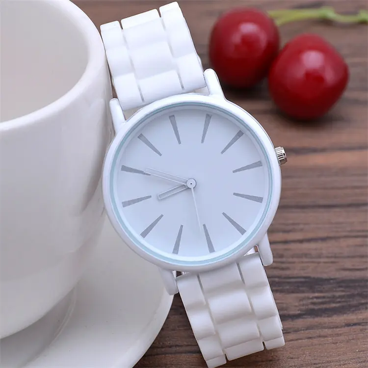 Relógio de mão de silicone feminino, venda quente clássico ultra-fino de silicone com cores de doces, estudantes de genebra