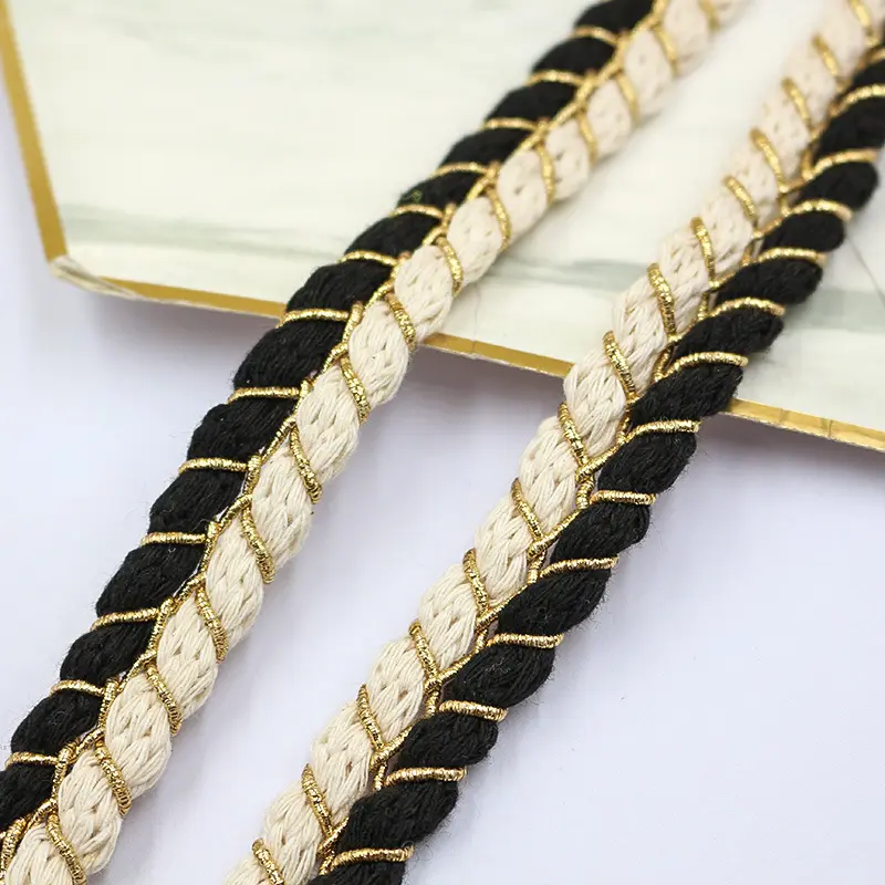 1y золотая нить, плетеная кружевная лента, изогнутая ткань, шнур, веревка, лента
