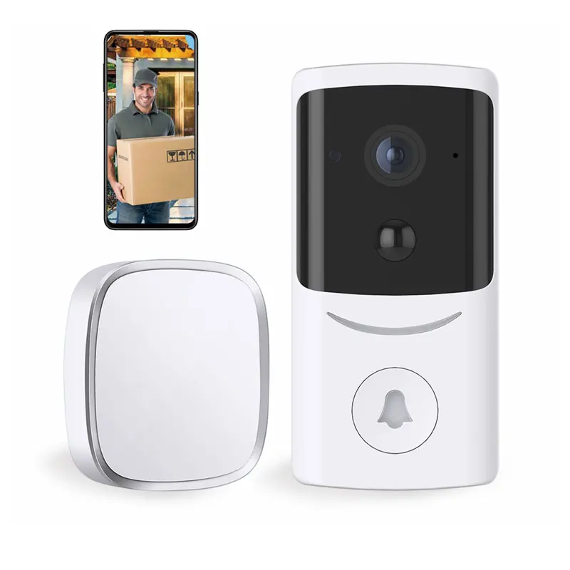 Timbre de puerta inteligente inalámbrico, intercomunicador visual con cámara pir, detección de movimiento, control remoto de seguridad del hogar, wifi, anillo de vídeo
