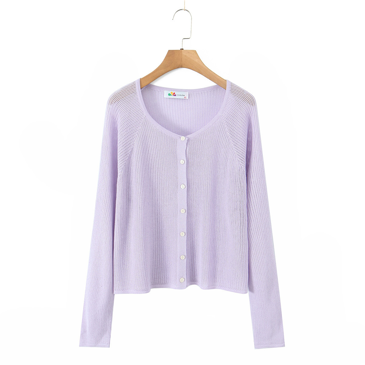 เสื้อคาร์ดิแกนสีม่วงอ่อน