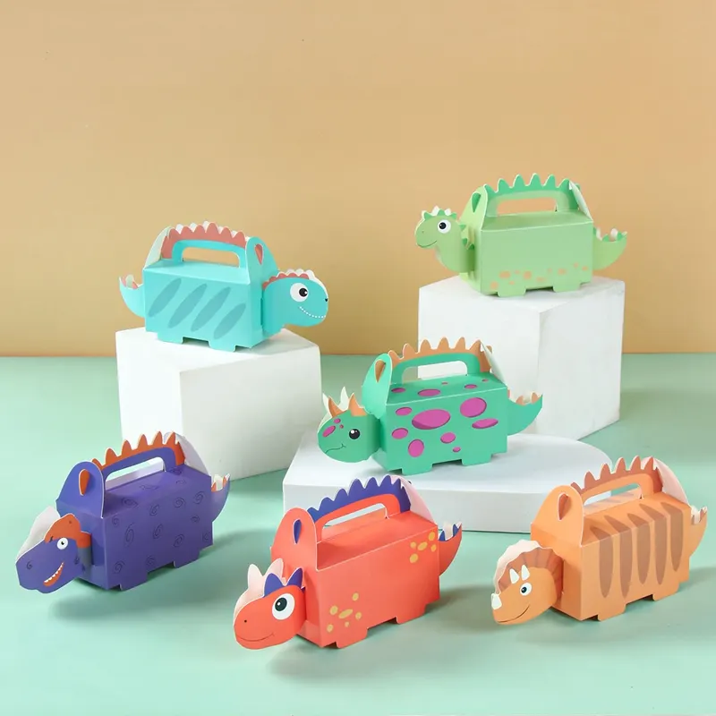 Huiran 6 pièces/sac animaux dinosaure papier boîte à bonbons fête cadeau boîte pour enfant anniversaire bébé douche fête faveur boîtes en gros