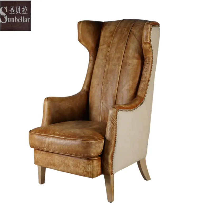 factory wholesale high back chairs for elderly vintage genuine leather accent chair for living room bedroom waiting room