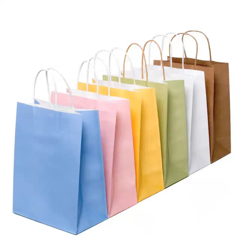 Wholesale Stock White Kraft Paper Black Biodegradable Paper Bags Clothes Shopping Bags