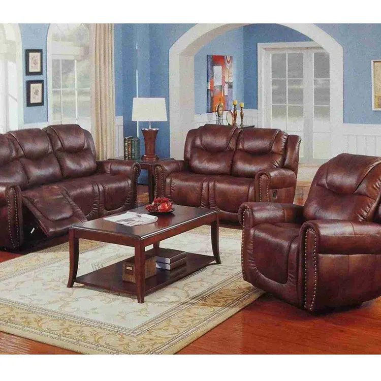 Factory Price Luxury Sofa Large Sectional Sofas Single Black Brown Leather Recliner