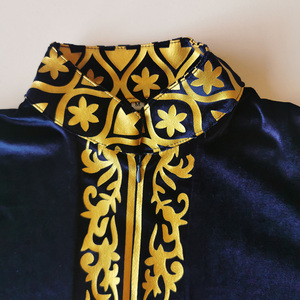 LINLONG999 arap müslüman moda erkekler giysi standı yaka altın baskı mütevazı İslami giyim 2021 Jubba Thobe Kaftan elbise - Product Image 5