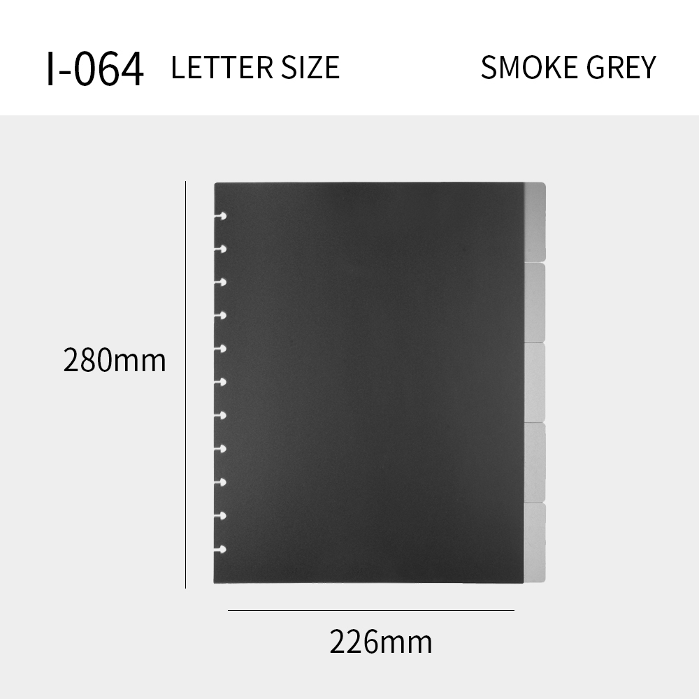 Letter Size Plastic, Smoky Grey, 1-5