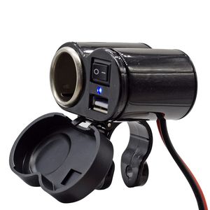 עמיד למים אופנוע אספקת חשמל מטען <span class=keywords><strong>USB</strong></span> מטען תחנת עם סיגריה שקע מתג