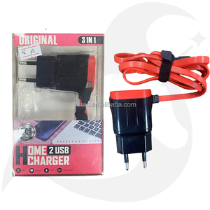 3 <strong>in</strong> <strong>1</strong> Smartphone Charger for Mirco USB Cable 1A 2A EU <strong>2</strong> USB Phone Charger Fast Charging With Packaging Box - Product Image 1