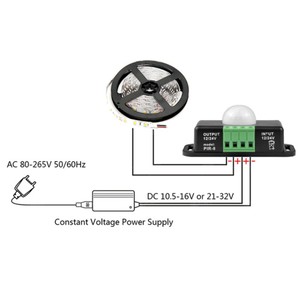 ESann DC 12V 24V Interruptor de sensor de movimiento del cuerpo humano con temporizador para tiras de LED Atenuadores de luz Categoría de producto - Product Image 5