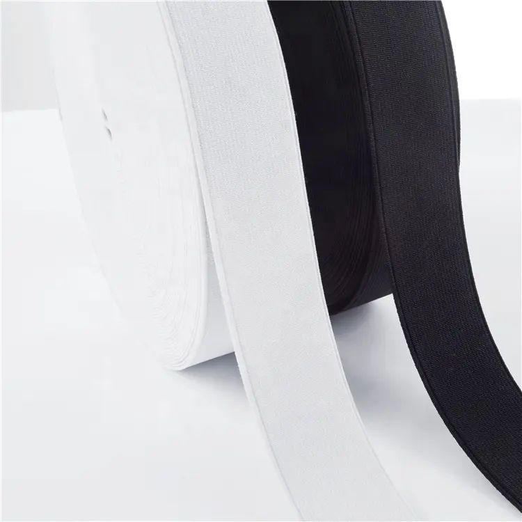 100% полиэстер черный белый эластичная лента вязаная резинка для одежды
