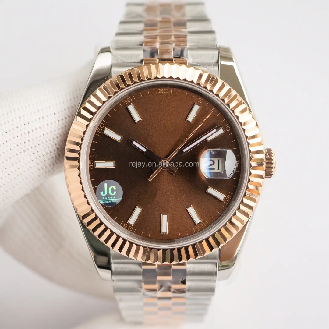 CLEAN Factory 3235 2836 Auto Watch Rose Gold Coffee Dial Watch Mecânico Automático 904L Aço Inoxidável Impermeável Hand Watch
