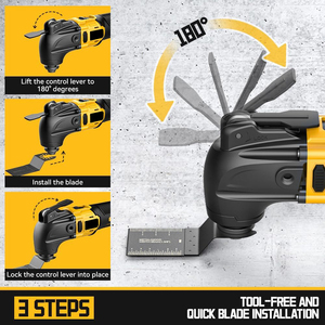 Herramienta oscilante inalámbrica para batería Dewalt 20V, herramienta de motor sin escobillas de 6 velocidades variables, kit de multiherramienta oscilante - Product Image 4
