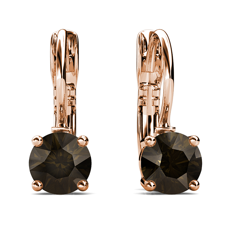 S925 With 18k Rose Gold Plated Smooky Quartz Brown Earrings