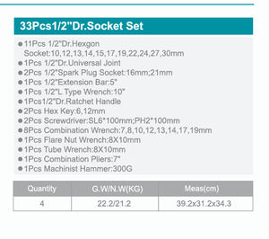 High Quality 33pcs <strong>1</strong>/4\&quot; Socket Set Plastic Hand <strong>Tools</strong> Including Ratchet Combination Wrench Bit Various OEM Options-Repair <strong>Kit</strong> - Product Image 2