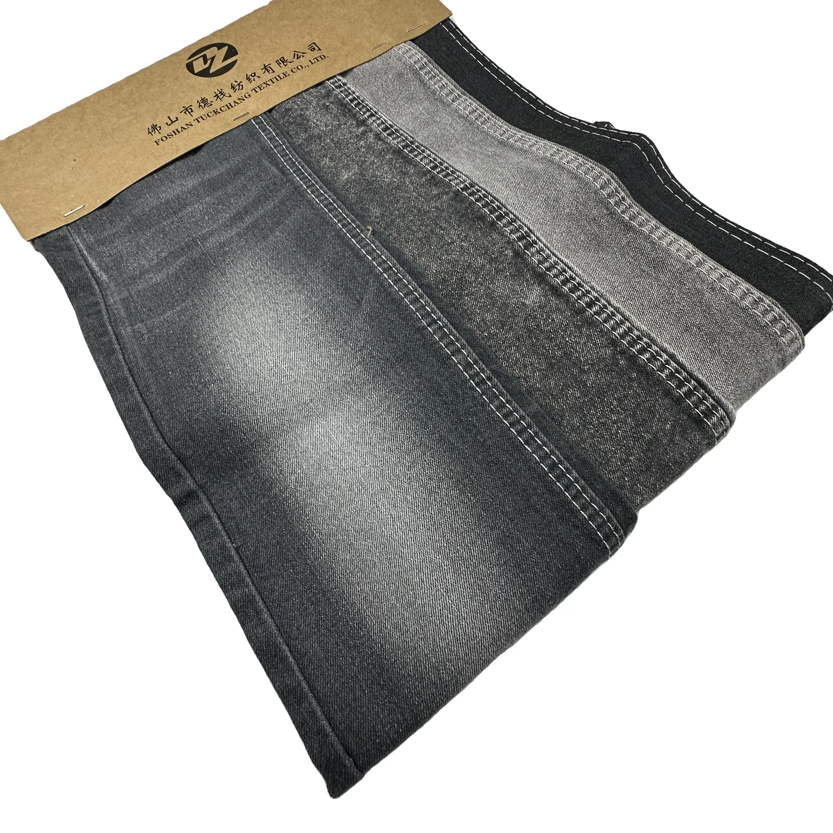 Prix d'usine poids moyen personnalisé denim jeans tissus stock 11.2oz lot noir gris couleur ventes sergé denim tissus pour jeans