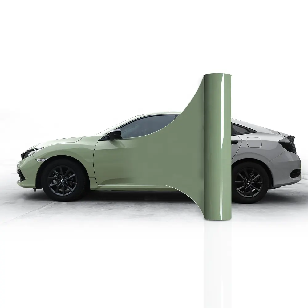 لفافة من Carlas بأبعاد 1.52×16.5 مترًا/لفافة لون كريستالي كاكي أخضر للسيارة غشاء لف من البولي يوريثان الحراري متغير اللون من PPF غشاء واقي للجسم