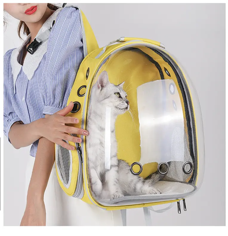 Zaino per animali domestici all'ingrosso di alta qualità esci portatile trasparente capsula borsa per animali domestici borsa per gatti esci forniture per gatti zaino traspirante